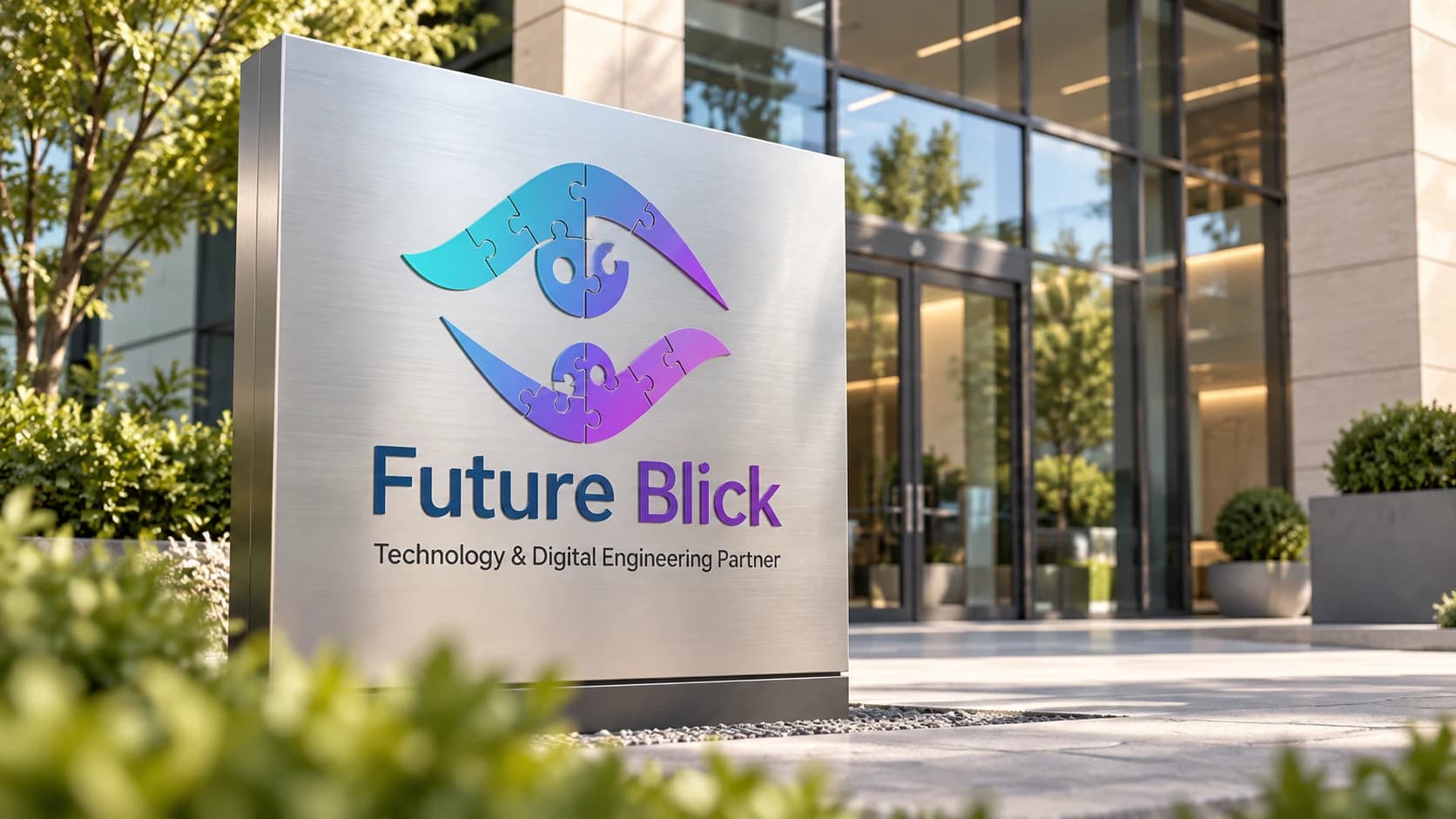 Future Blick sign with the words Technology & Digital Engineering Partner